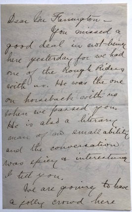 Item #H7525 1899 letter to a Mr. Farrington inviting him to a party. Ida Chamberlin