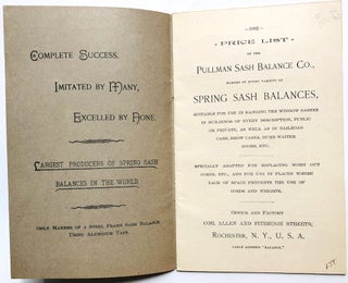 1892 Price List of the Pullman Sash Balance Co.