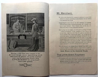 "To Drink or not To Drink" -- Soda Water Sense describing the Little Giant $20 Soda Fountain (Ca. 1902 brochure)
