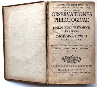 Item #H7821 Observationes philologicaea in Sacros Novi Testamenti Libros, ex Diodoro Siculo...