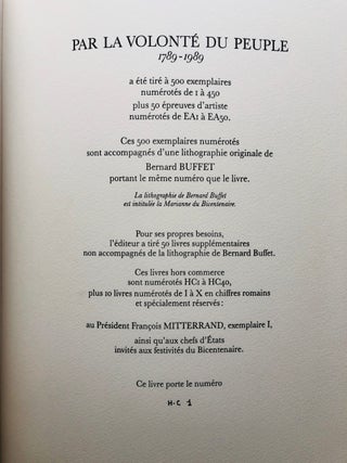 Par La Volonté du Peuple 1789-1989, No. 1 of 40 H.C. copies
