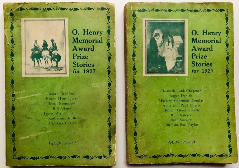 Item #H7941 O. Henry Memorial Award Prize Stories for 1927, 2 volumes. Ernest Hemingway.