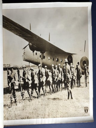 1939 Bound volume of 75 original 13x11 photos of newsworthy pictures, each with a bound in caption sheet: much on domestic events: sports, WPA, fire, famine, sports, disasters, WWII in Europe, royals, famous people, world events