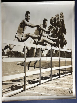 1939 Bound volume of 75 original 13x11 photos of newsworthy pictures, each with a bound in caption sheet: much on domestic events: sports, WPA, fire, famine, sports, disasters, WWII in Europe, royals, famous people, world events
