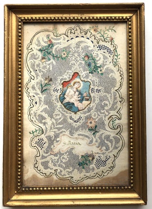 2 large devotional Valentines of the mid-18th century, framed, probably German.