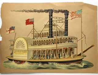 Item #H8285 1890s very elaborate large relief chromo die-cut of the paddle boat steamer...