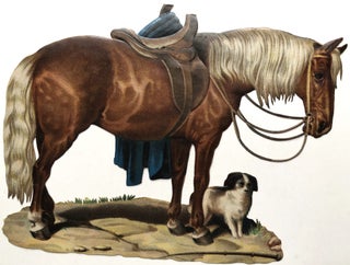 Item #H8291 1890s relief die-cut of a saddled horse and dog. n/a