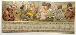 Calendar for 1889, 12 x 5.25 accordion folded, chromolithographs