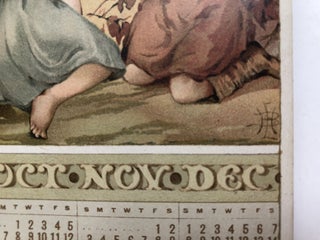 Calendar for 1889, 12 x 5.25 accordion folded, chromolithographs