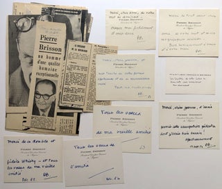 Item #H8356 Newspaper accounts of Pierre Brisson, editor of Le Figaro, plus short notes from him,...