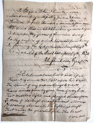 Item #H8396 Ca. 1820s love letter in verse to "Eliza" Ayres [or Ayers, of Hebron Connecticut John...
