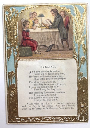 5 Sunday School gilt embossed cards with Baxter-style prints