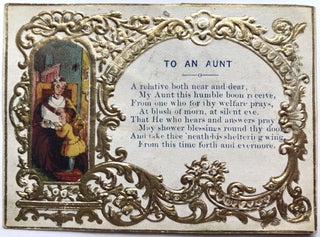 5 Sunday School gilt embossed cards with Baxter-style prints