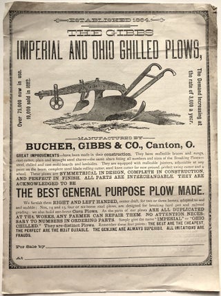 Item #H8473 1882 large flyer (12.5 x 9.25 inches) for Gibbs Imperial and Ohio Chilled Plows....