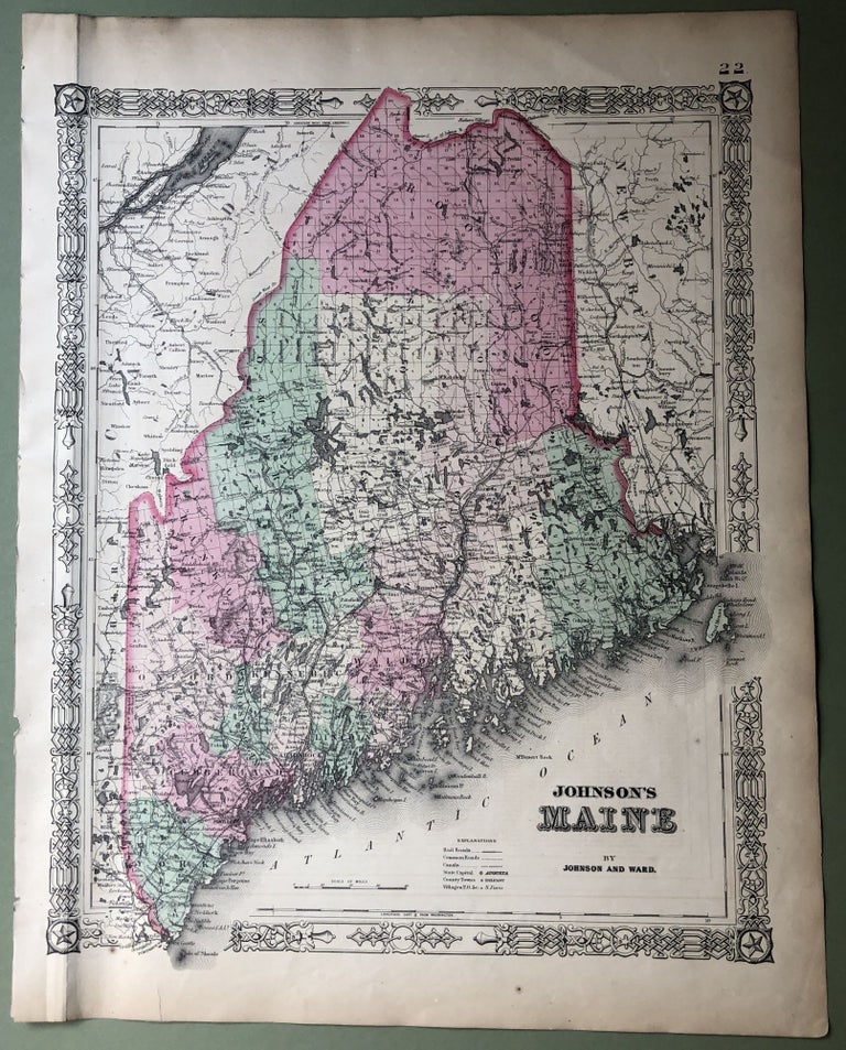 Item #H8505 1864 Johnson's Atlas map: MAINE, 13 X 18. Johnson.