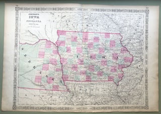 Item #H8519 1864 Johnson's map: IOWA & NEBRASKA, 26 X 18. Johnson