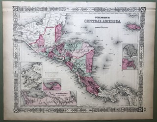 Item #H8524 1864 Johnson's map: CENTRAL AMERICA, 13 X 18. Johnson