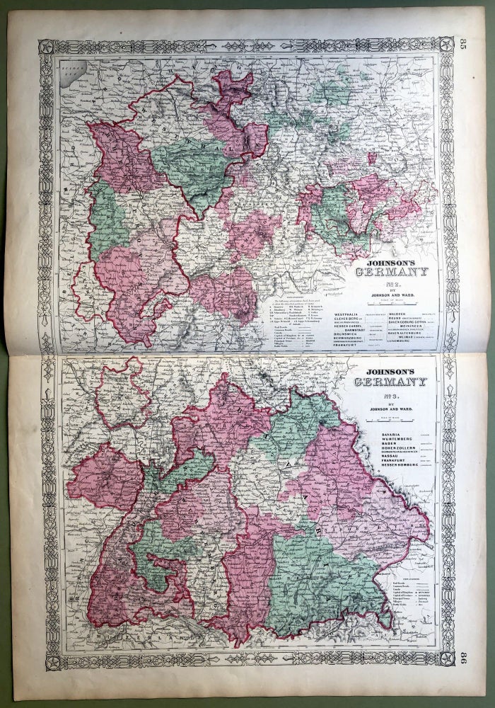 Item #H8532 1864 Johnson's maps, GERMANY PARTS 1, 2 & 3. Johnson.