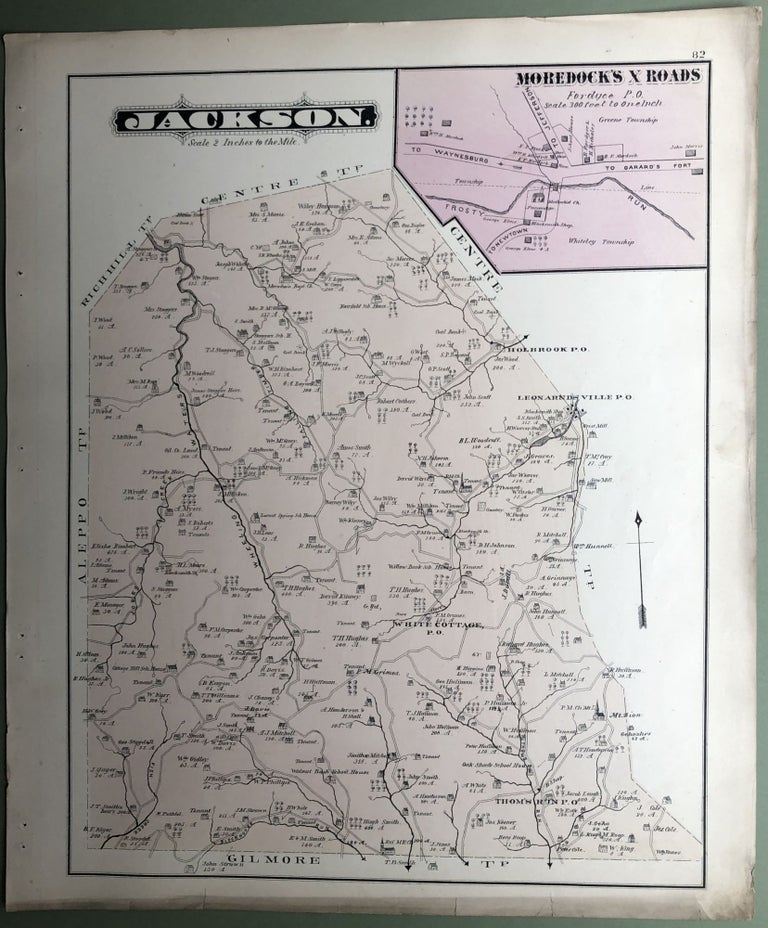 Item #H8555 1876 Greene County PA map: Jackson. Otto Krebs.