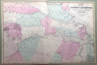 Item #H8593 1864 Johnson's map: RICHMOND & PENINSULAR CAMPAIGN, 26 x 18. Johnson