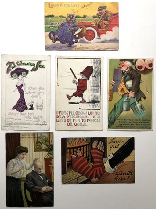 Item #H8624 6 humorous postcards, including a racist one by Wall and a sexist one by Wellman,...