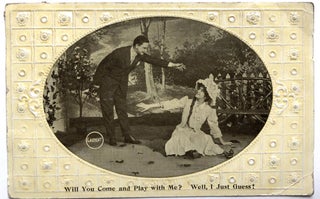 8 jokey romantic postcards with embossed borders, 1910