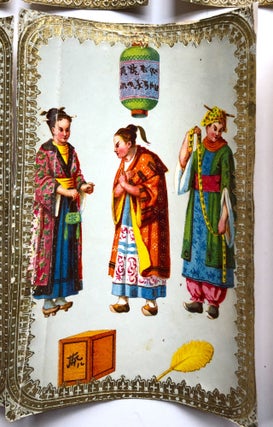 1860s English imitation pith painting cards of Japanese performers & tradespeople