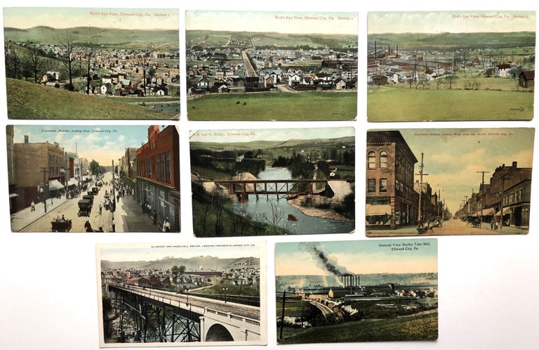 Item #H8643 8 early postcards of Elwood City PA 1910-1915. PA Lawrence County.