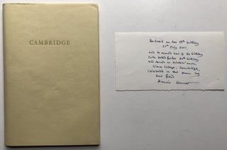 Item #H8654 Cambridge -- inscribed copy of this long poem. Francis Warner