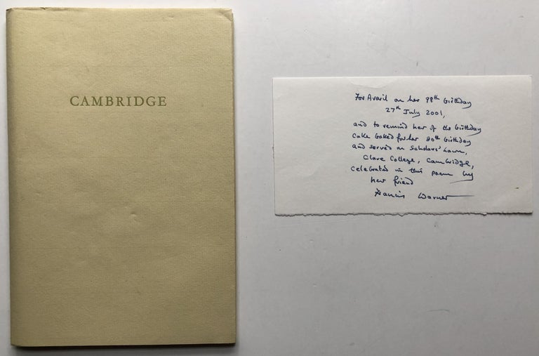 Item #H8654 Cambridge -- inscribed copy of this long poem. Francis Warner.