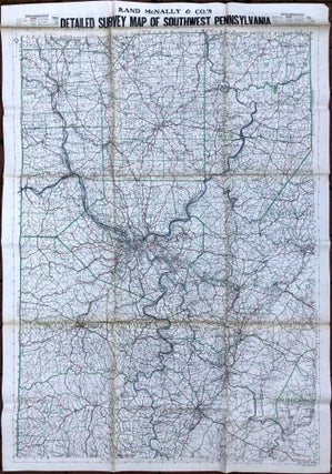 Item #H8690 Detailed Survey Map of Southwest Pennsylvania (1915, on linen). Rand McNally, Co