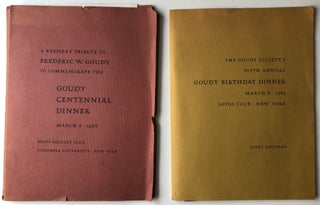 Item #H8698 Lot of Goudy Society keepsakes: Folder from Goudy Centennial Dinner, March 8, 1966...