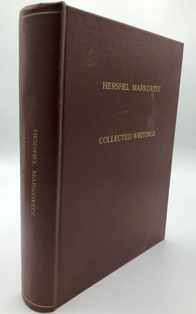 Item #H8709 Collected Writings, compiled by his colleagues as a token of respect and appreciation on the occasion of his 65th birthday, October 11, 1986. Hershel Markovitz.