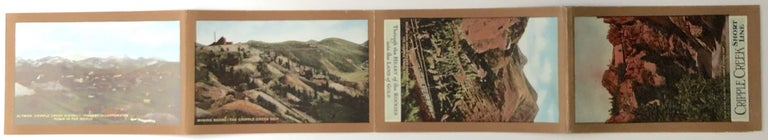 Item #H8747 Cripple Creek Short Line: ca. 1910 accordion folded brochure of postcard sized color views. Florence, Cripple Creek Railroad.