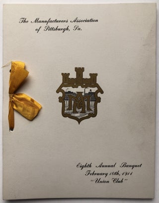 Item #H8876 1911 souvenir menu & program, Manufacturers Association of Pittsburgh, PA, Eighth...
