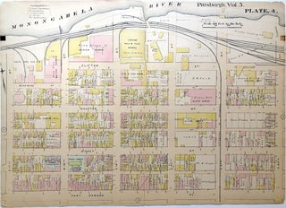 Item #H8904 1890 linen backed map 27 x 19.5" Pittsburgh South Side