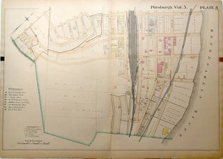 Item #H8907 1890 linen backed map 27 x 19.5" Pittsburgh South Side