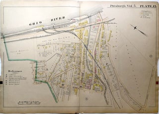 Item #H8910 1890 linen backed map 27 x 19.5" Pittsburgh West End