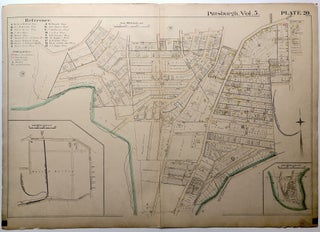 Item #H8914 1890 linen backed map 27 x 19.5" Pittsburgh Mt. Washington & Beltzhoover