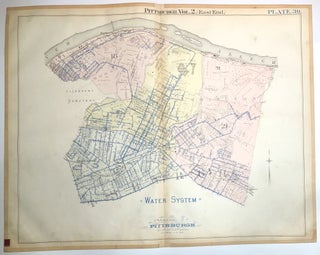 Item #H8915 1899 linen-backed 28 x 22" maps: Pittsburgh's East End Sewer & Water System