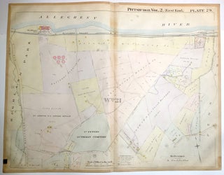 Item #H8916 1899 linen-backed 28 x 22" map: Pittsburgh's Highland Park, Lincoln Park