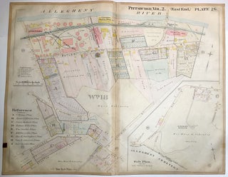Item #H8919 1899 linen-backed 28 x 22" map: Pittsburgh's Stanton Hts down to Butler St
