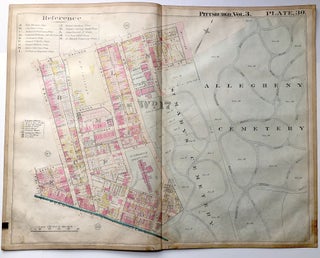 Item #H8943 1900 linen-backed 28 x 22" map: Pittsburgh Allegheny Cemetery Lawrenceville