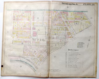 Item #H8944 1900 linen-backed 28 x 22" map: Pittsburgh Garfield, Lawrenceville, Bloomfield