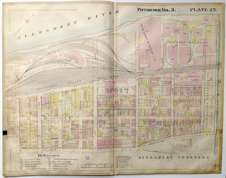 Item #H8948 1900 linen-backed 28 x 22" map: Pittsburgh Lower Lawrenceville