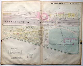 Item #H8951 1900 linen-backed 28 x 22" map: Pittsburgh Strip District, West Penn Hospital