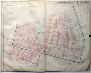 Item #H8955 1900 linen-backed 28 x 22" map: Pittsburgh Hill District, Uptown