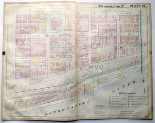 Item #H8956 1900 linen-backed 28 x 22" map: Pittsburgh "The Bluff" (Duquesne U