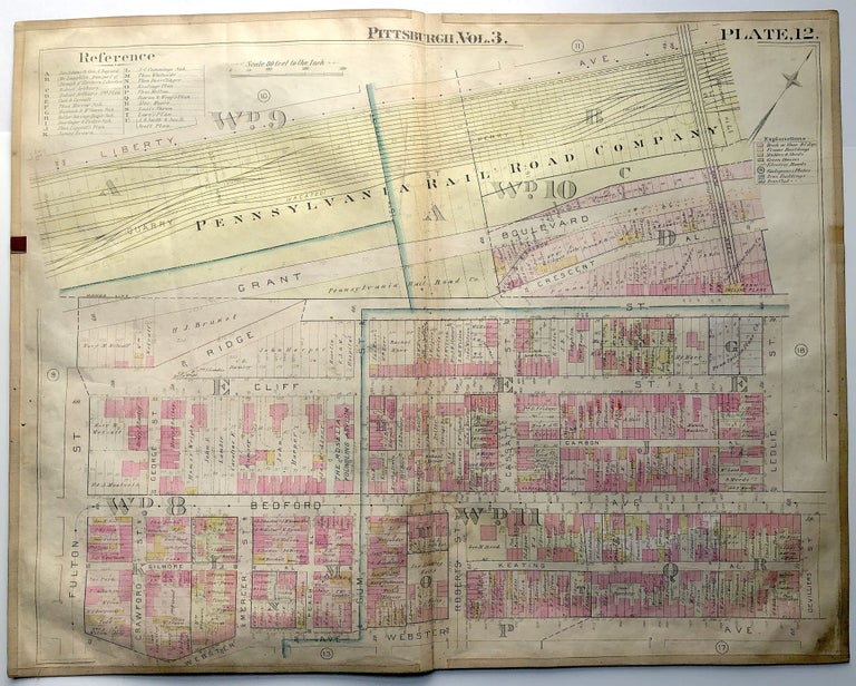 Item #H8959 1900 linen-backed 28 x 22" map: Pittsburgh Bedford Dwellings, Hill Dist.