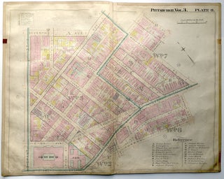 Item #H8963 1900 linen-backed 28 x 22" map: Pittsburgh Downtown, Grant St., Courthouse, Jail